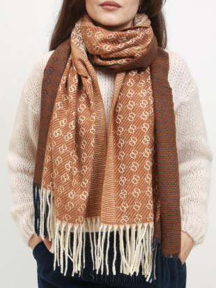 Brown-beige patterned scarf