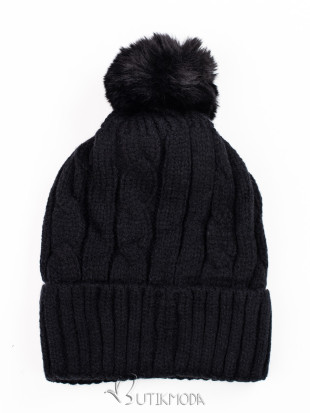 Black winter knitted cap