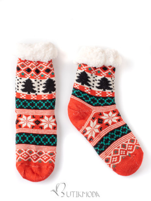 Women's winter insulated socks orange/green