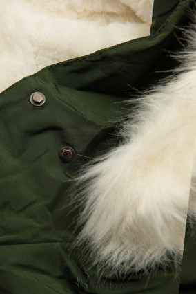 Khaki parka with ecru warm lining