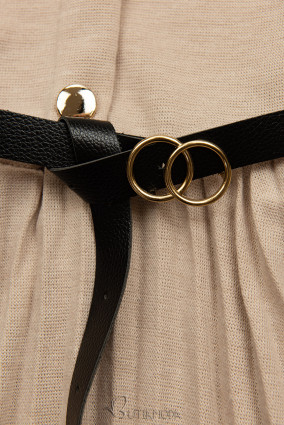 Beige girl's dress with a belt