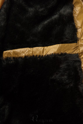 Belted winter jacket in caramel brown