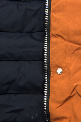Orange/navy reversible winter parka jacket