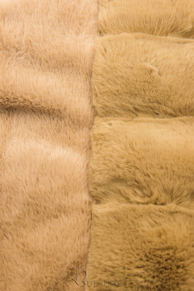 Khaki-beige parka jacket with faux fur lining