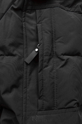 Black winter jacket with drawstring waist