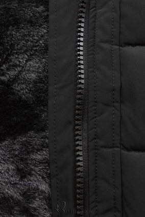 Black winter jacket with drawstring waist
