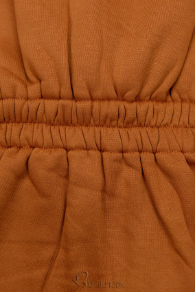 Dark orange elongated hoodie in shaped cut