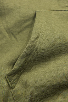 Khaki sweatshirt dress with velvet details