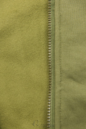 Elongated hoodie with patterned hood lining khaki