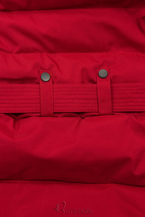 Red winter jacket with belt