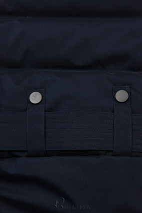 Dark blue winter jacket with belt
