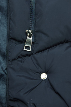 Dark blue winter jacket with a high collar