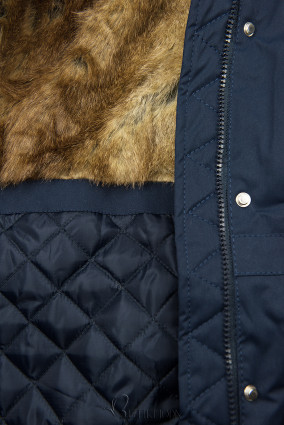 Navy winter parka with high collar