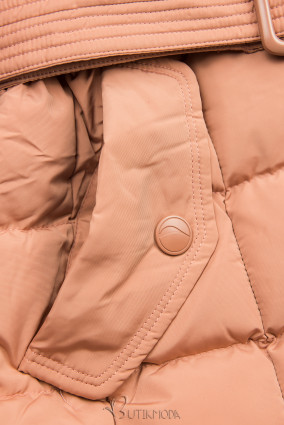 Salmon pink jacket with warm fleece stand-up collar