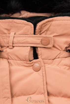 Salmon pink jacket with warm fleece stand-up collar