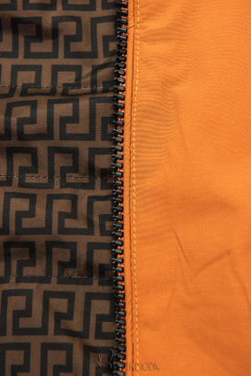 Reversible mid-season parka jacket brick brown/brown