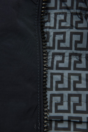 Reversible mid-season parka jacket navy/gray