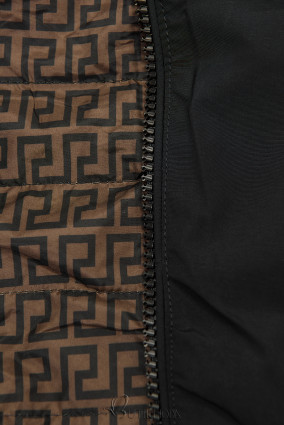 Reversible mid-season parka jacket black/brown