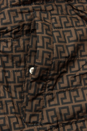 Reversible mid-season parka with pattern black/brown