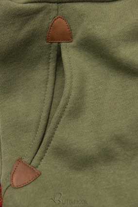 Basic elongated hoodie in army green