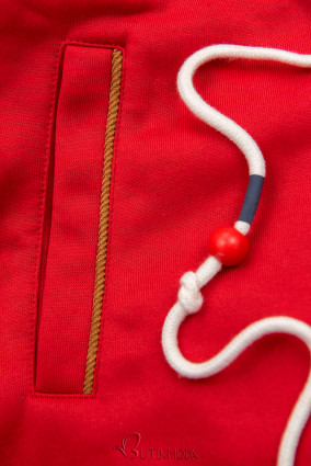 Red hoodie with drawstring belt