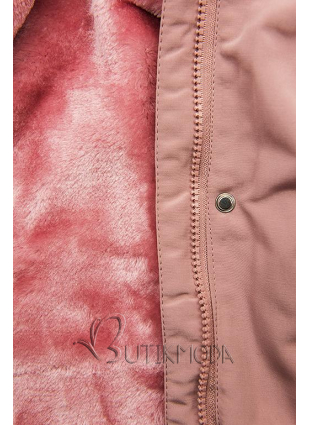 Light pink winter parka jacket in short cut