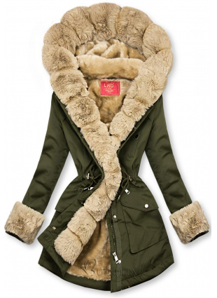 Olive Green Parka Jacket With Soft Faux, Olive Green Winter Coats