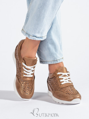 Beige sneakers with a hidden heel