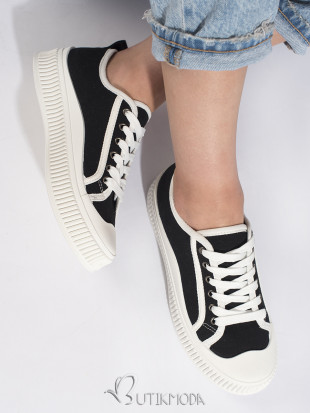 Women's Black and White Platform Sneakers