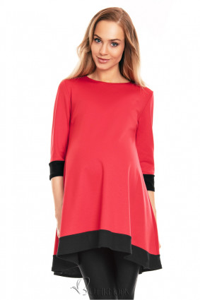 Red Asymmetrical Maternity Dress