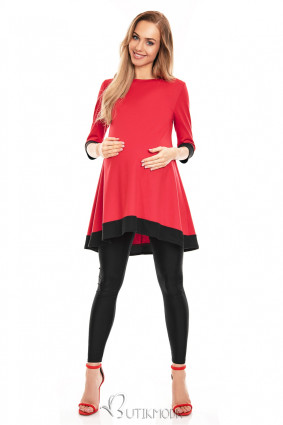 Red Asymmetrical Maternity Dress