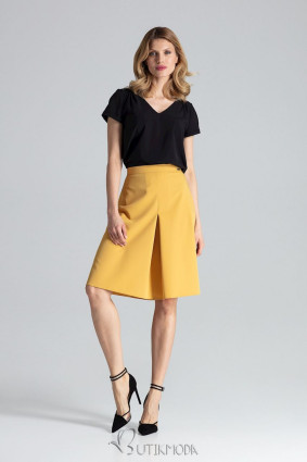 Yellow Midi Skirt with A-Line Cut