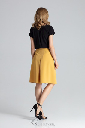 Yellow Midi Skirt with A-Line Cut