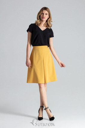 Yellow Midi Skirt with A-Line Cut