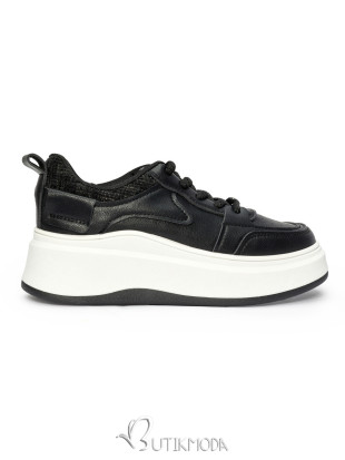 Women's Black Sneakers with Thick Sole