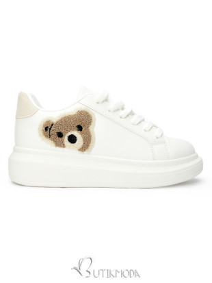 White Women's Sporty Sneakers with Plush