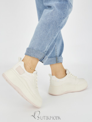 Women's Beige Sneakers with Thick Sole