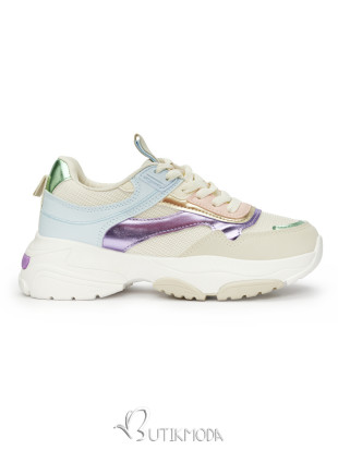 Multicolored Women's Sports Shoes with Thick Sole