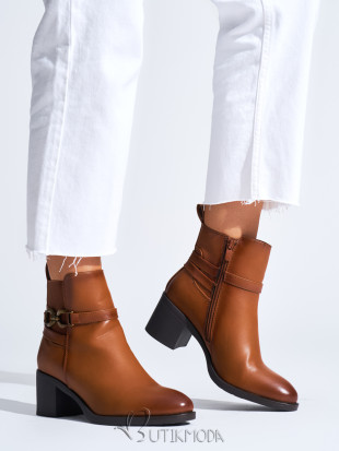 Brown Women's Ankle Boots with Block Heel