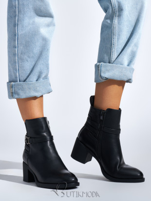 Black Ankle Boots with Block Heel