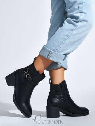 Black Ankle Boots with Block Heel