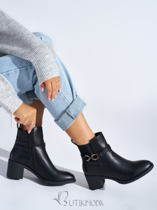 Black Ankle Boots with Block Heel