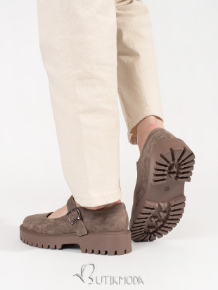 Beige Platform Shoes Made of Eco-Friendly Suede