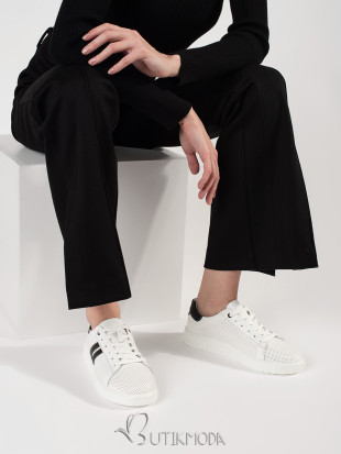 White Perforated Sneakers Made of Natural Leather