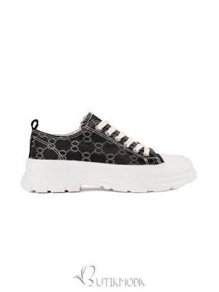 Black Platform Sneakers with Embellishments