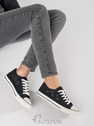 Black Perforated Sneakers