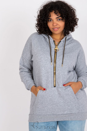 Gray Women's Hoodie with Zipper and Hood