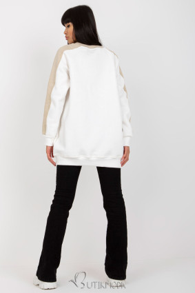 White Extended Sweatshirt with Contrast Sleeves