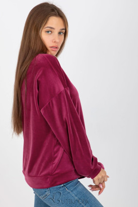 Purple Velour Sweatshirt with V-Neck