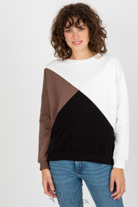 Trendy Women's Long Sleeve Sweatshirt in Black and White